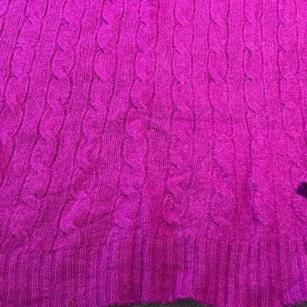 Polo Ralph Lauren Women's Cable Knit Sweater Purple Fuchsia Merino Wool Cashmere